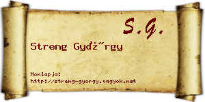 Streng György névjegykártya